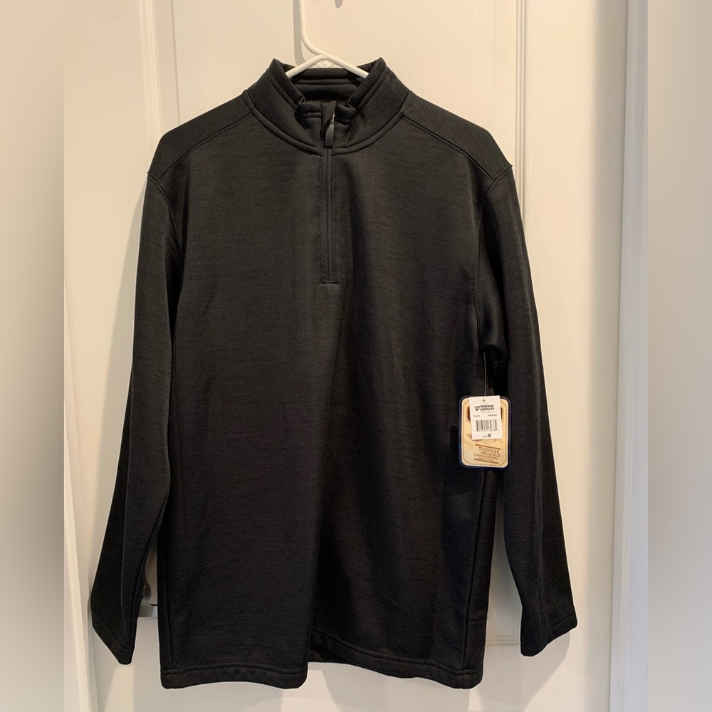 C.E Schmidt Mens Medium NWT Black Quarter Zip Long Sleeve Shirt Casual Workwear